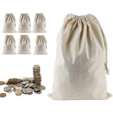 6 Packs Bank Coin Money Cash Bag Sacks, 12" x 17" Canvas Deposit Change Transit Bags with Drawstring, Heavy Duty -XN