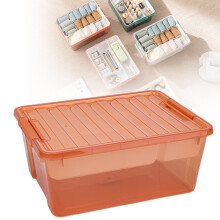Stapelbare Aufbewahrungsbox aus Kunststoff mit Deckel, transparent, 4 Fächer