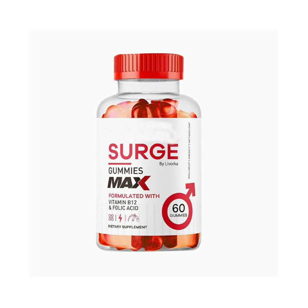 (2Pcs) Menâs Wellness Surge Gummies, with Vitamin B12 & Folic Acid for Energy, Metabolism & Vitality Support, 60 Gummies