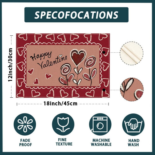 Set van 4 placemats, 12x18 inch, polyester, wasbaar. 2