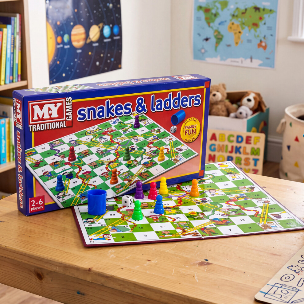 M.y Kids Snakes And Ladders Board Game Traditional Children Games Play Set