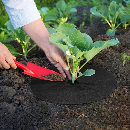 20pcs Non-woven Garden Tree Ring Protector, 27x27cm Weed Control Barrier Mat 2