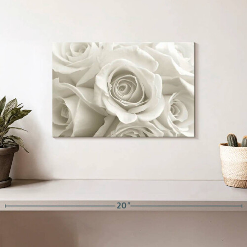 Tableau sur toile Roses blanches pures 30 x 20 cm 1
