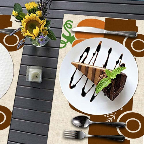 Set van 4 linnen placemats met pompoenmotief 1
