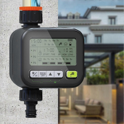 Automatic Watering Controller with Rainfall Sensor, Child Lock, HD Mirror Screen for Garden Lawn Irrigation 2