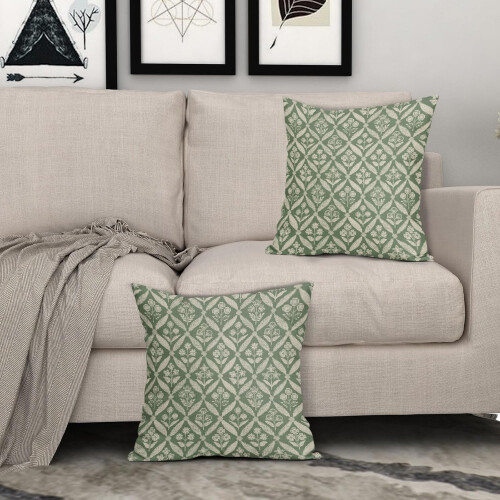 Fodere per cuscini floreali verde salvia, 45x45 cm, set da 2 2