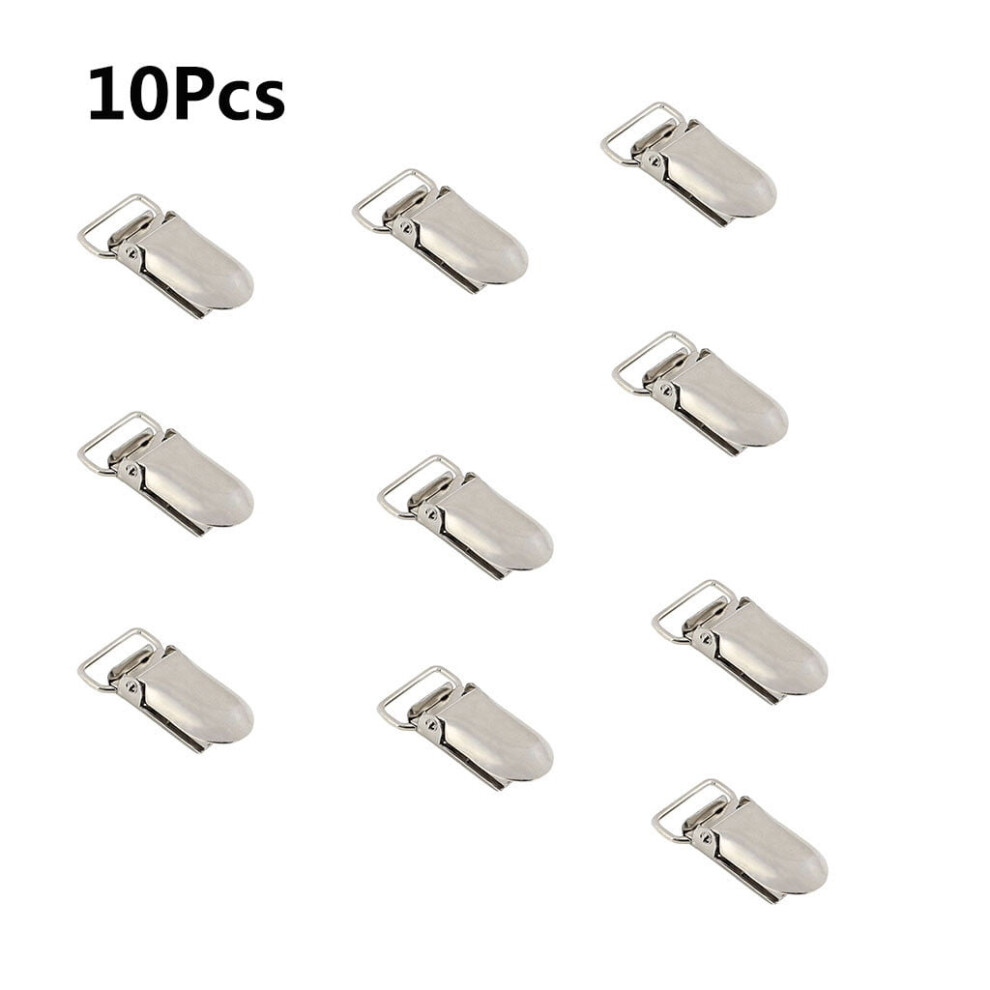 10 Pack Duckbill Pacifier Clips Silver Alloy