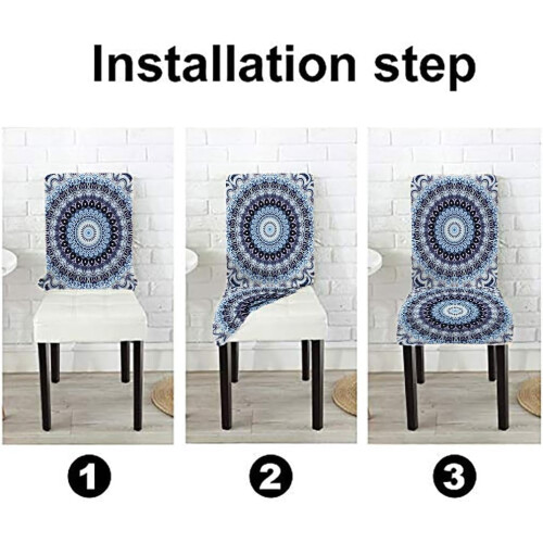 Överdrag till matstolar med abstrakt mandala, 4-pack 2