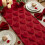 Chemin de table rouge en fausse fourrure jacquard 4
