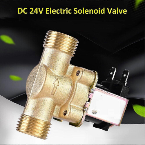 Brass 1/2" Water Solenoid Valve DC 24V Normally Closed for Flow Control 2