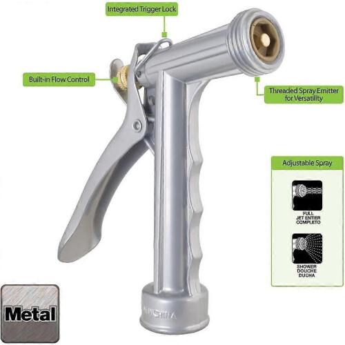 Buse métallique robuste avec adaptateur QuickConnect, design classique, commande à gâchette arrière 1