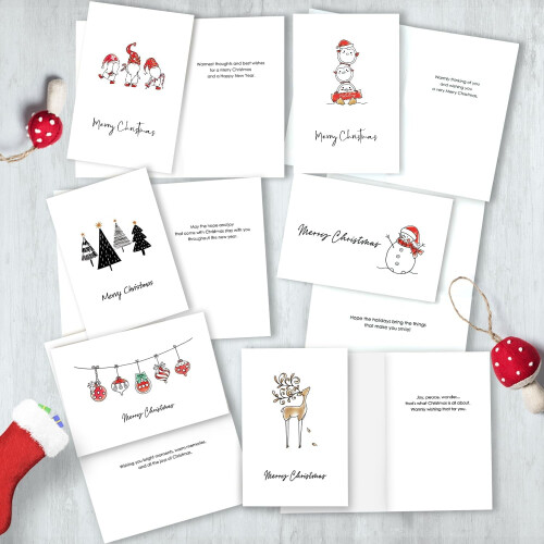 Cartões de Natal 4" x 6" Pacote com 24 unidades e envelopes 2