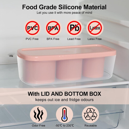 MGEZCOO silicone ice cube tray with lid, 3-compartment 1