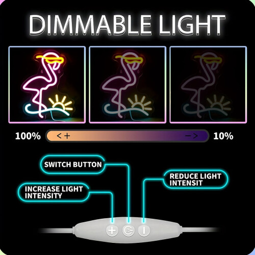 Letreiro de LED Neon Flamingo Ajustável com Alimentação USB 2