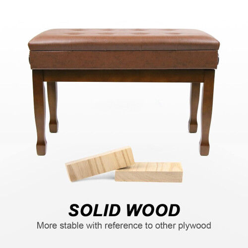 FILISITE Adjustable Height Piano Bench with Storage, Solid Wood Duet Keyboard St 2