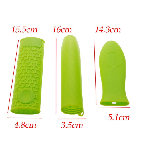 Silicone Pot Handle Cover Green Curved 1 Piece 2