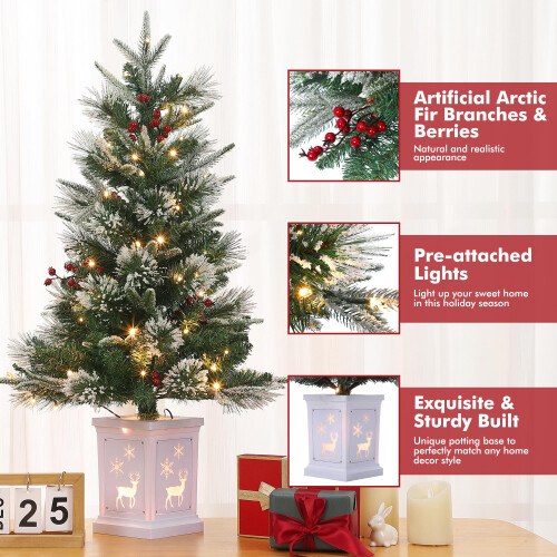 3ft Pre-Lit Mini Artificial Christmas Tree with Warm White 2