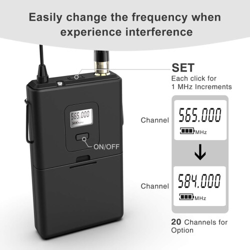 FIFINE Wireless Microphone System,FIFINE Wireless Microphone Set with Headset and Lavalier Lapel Mics, Beltpack Transmitter and Receiver,Ideal for Teaching, 1