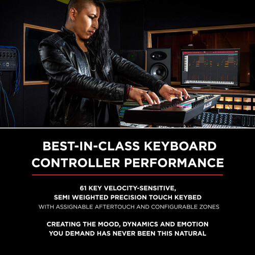 M-AUDIO Oxygen Pro 61 Key USB MIDI Keyboard Controller With Beat Pads, MIDI-assignable Knobs, Buttons and Faders, and Native Instruments Sound Packag 1