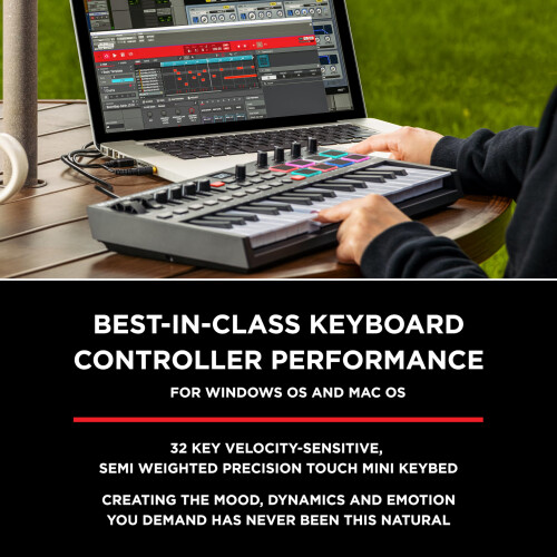 M-AUDIO Oxygen Pro Mini 32-Key USB MIDI Keyboard Controller for MacOS and WinOS, with Beat Pads, Assignable Knobs and Faders, and Native Instruments 1