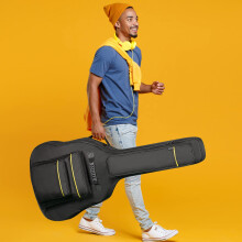 CAHAYA Jumbo Dreadnought Guitar Bag Fit 42/43/44 Inch Acoustic Guitar Guitar Case Gig Bag, Black with Yellow Stripes, Model CY0284