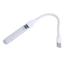 USB LED-lamp met 8 witte LED's en flexibele hals.