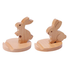 Handyhalterung in Hasenform aus Holz für den Schreibtisch – 9,9 cm x 8,9 cm
