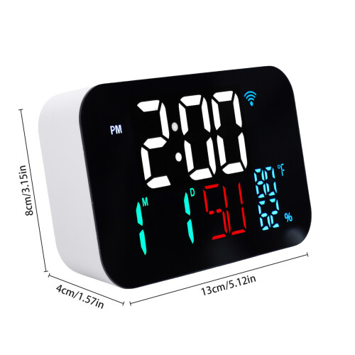 WLAN-Uhr Thermometer 3xAAA Großes Display Weiß 1