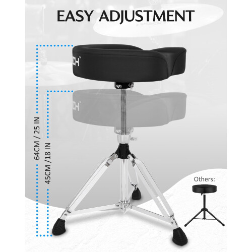 STRICH Saddle Drum Stool, Swivel Adjustable Padded Drum Throne Seat 2