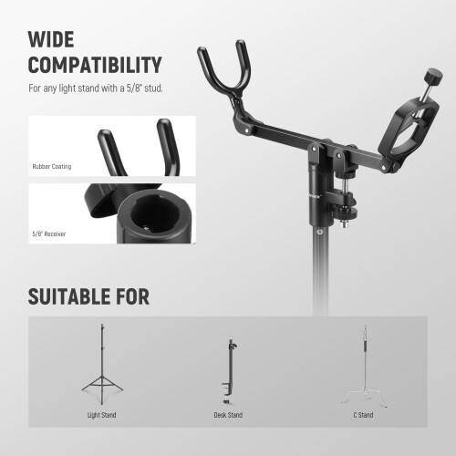 Neewer NEEWER Mic Boom Pole Support Holder with 5/8" Stud for Light Stand Boo 2