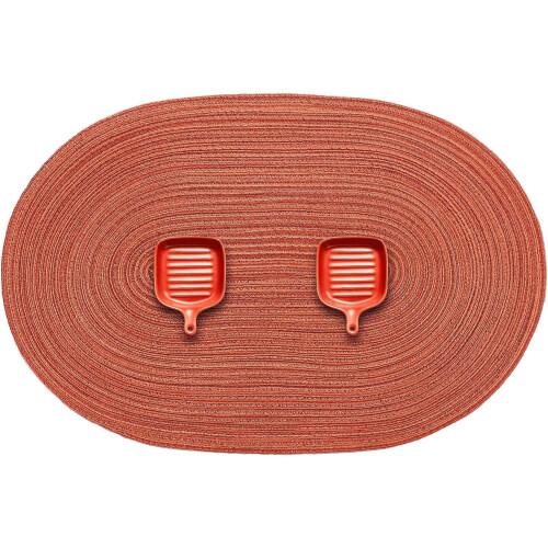 Jogo americano oval trançado, tecido natural, 30x45 cm (12x18 polegadas) 1