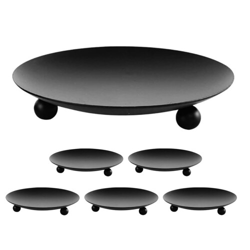 Ensemble de 6 bougeoirs piliers en fer noir 1