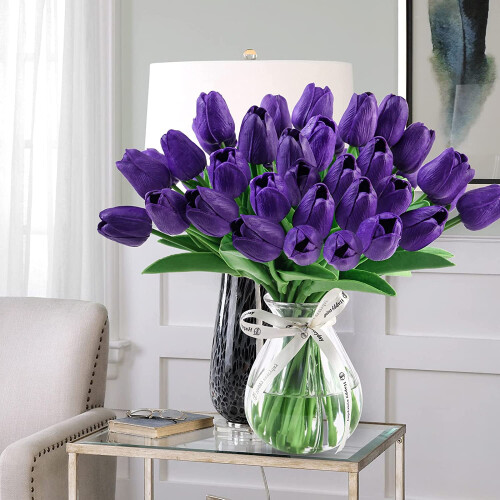 10 kpl violetteja tekotulppaaneja PU33cm 2