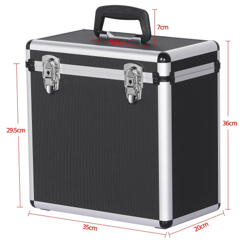 Yaheetech Lockable Vinyl Record Storage Case for 12-Inch LPs, Black 2