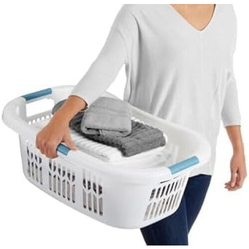 Witte plastic wasmand 17,75 x 9,38 x 25,75 inch 2