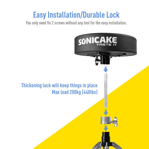 SONICAKE Heavy Duty Drum Throne Height Adjustable Padded Stool Double Braced Ant 2