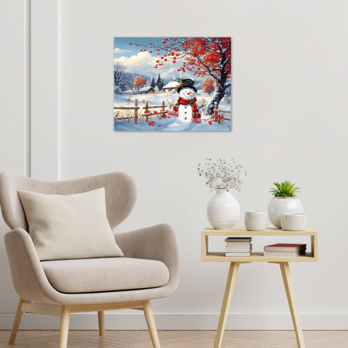 Snowman Wall Art Canvas Print 10x8 in 2