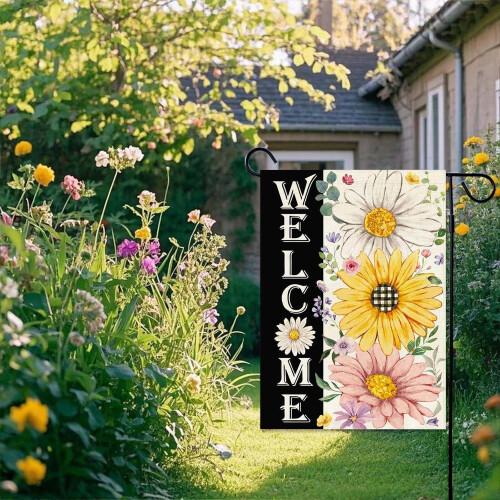 Frühlingsgartenflagge mit Gänseblümchenmuster, 30 x 45 cm 2
