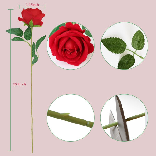 10 buc trandafiri artificiali realiști negri cu tulpini lungi 1