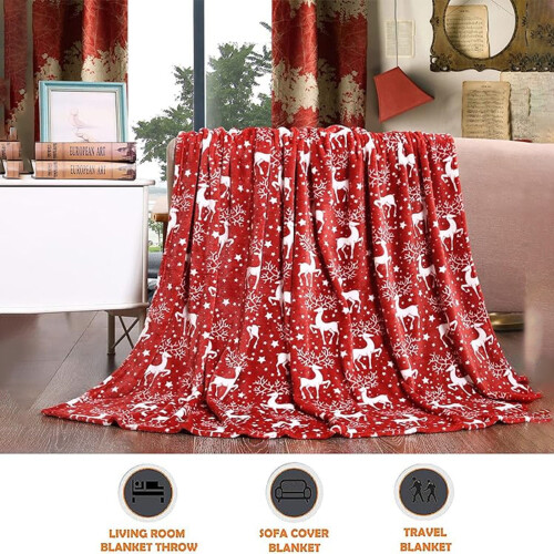 Christmas Throw Blanket Velvet Red 70x100cm 2