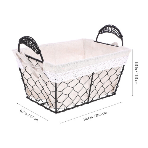 Panier de rangement en fil de fer avec doublure en coton 1