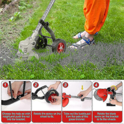 Adjustable Grass Cutter Wheels Compatible with String Trimmer, Weed Eater, Cordless Lawn Mower Support Wheel 2