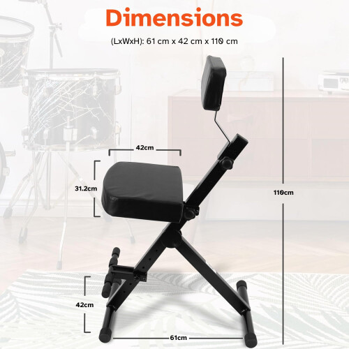 Pyle Portable Adjustable Musician Performer Stool - Folding Musicians Performanc 2