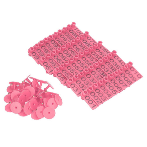 Cattle Ear Tags, 100 Sets with ID Cards for Livestock Identification, PP Material, 5.3x1.8cm 1
