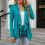 Women's Drape Front Open Cardigan Long Sleeve-Orange M 7