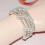 Crystal imitation pearl bracelet silver multilayer 5