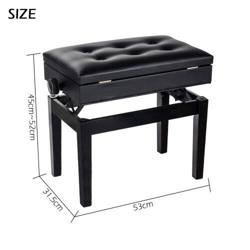 GRANDMA SHARK Piano Stool, Dressing Table Stool, Height Adjustable, Single Seat 1
