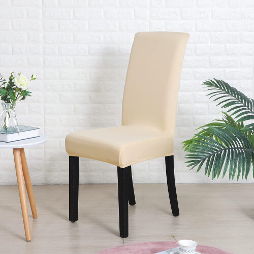 Conjunto de 6 capas elásticas para cadeiras de jantar – Capas removíveis bege 1