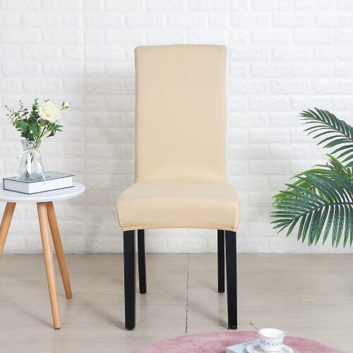 Conjunto de 6 capas elásticas para cadeiras de jantar – Capas removíveis bege 2