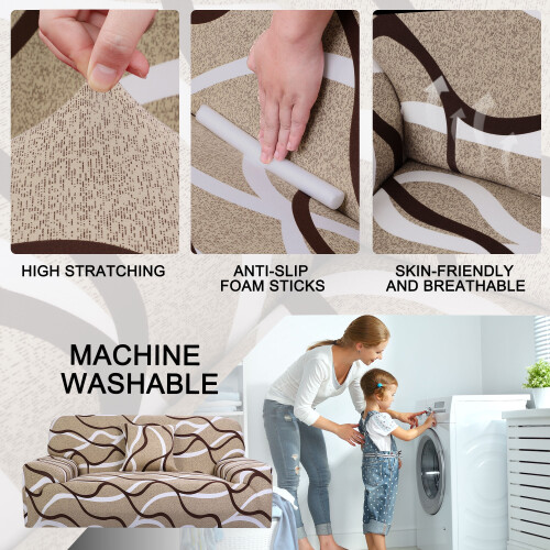 Housse de canapé en élasthanne extensible pour 3 places, 2
